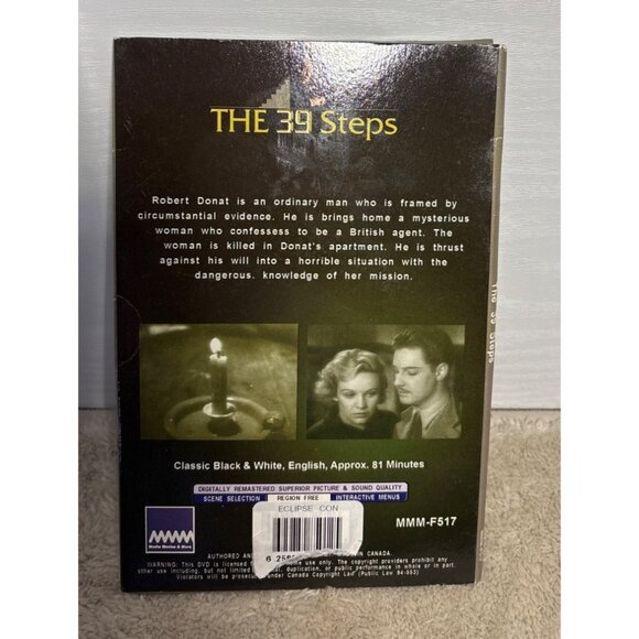 Alfred Hitchcocks The 39 Steps DVD Movie Cardstock Sleeve - Picture 2 of 2